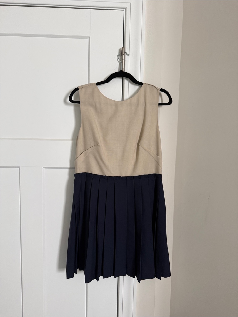 3.1 Phillip Lim Beige and Navy Pleated Two-Tone Dress- size 10
